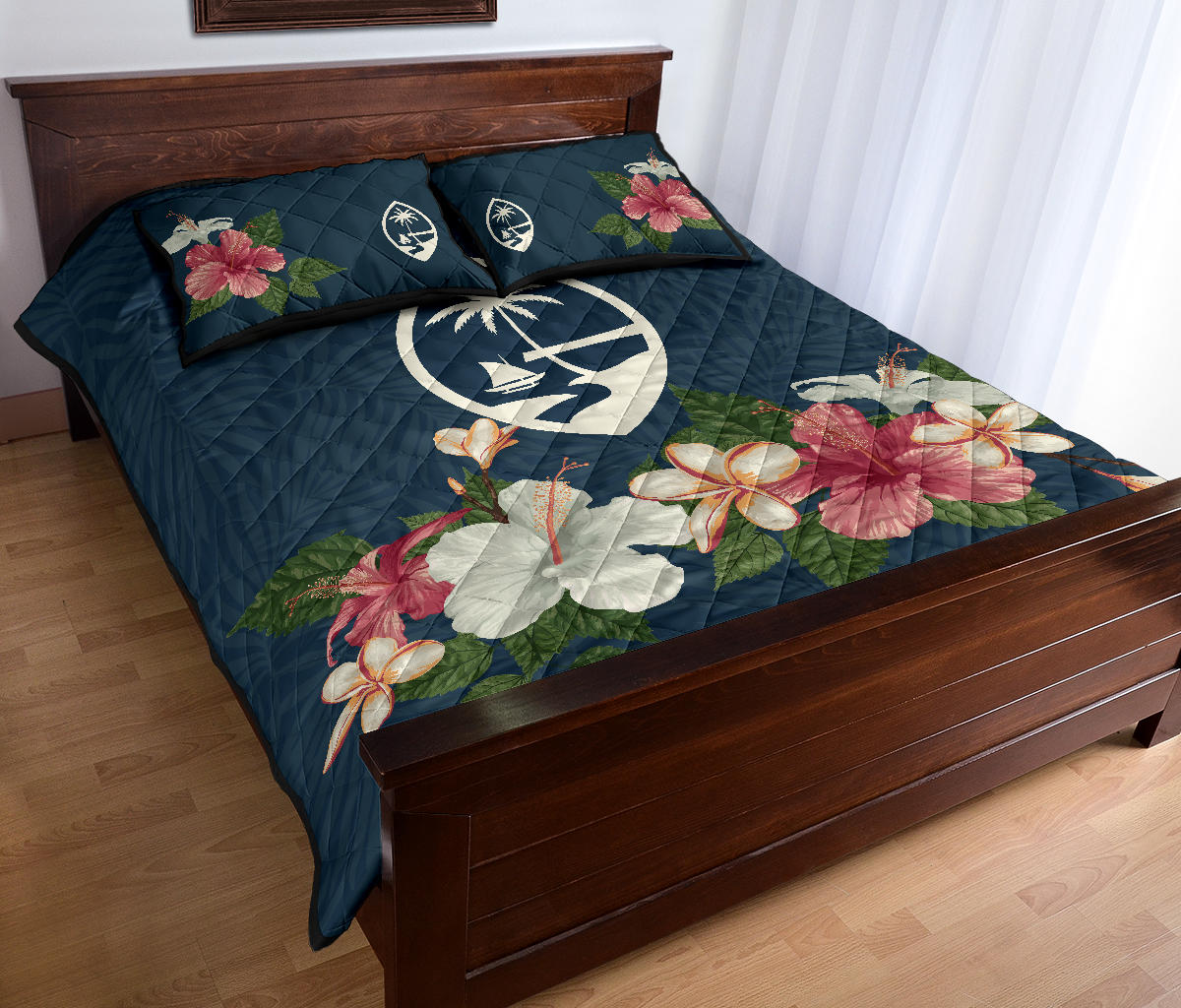 Guam Seal Vintage Hibiscus Quilt Bedding Set