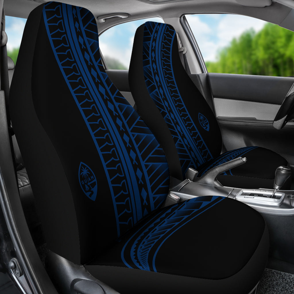 Guam Seal Blue Tribal Car Seat Covers (Set of 2)