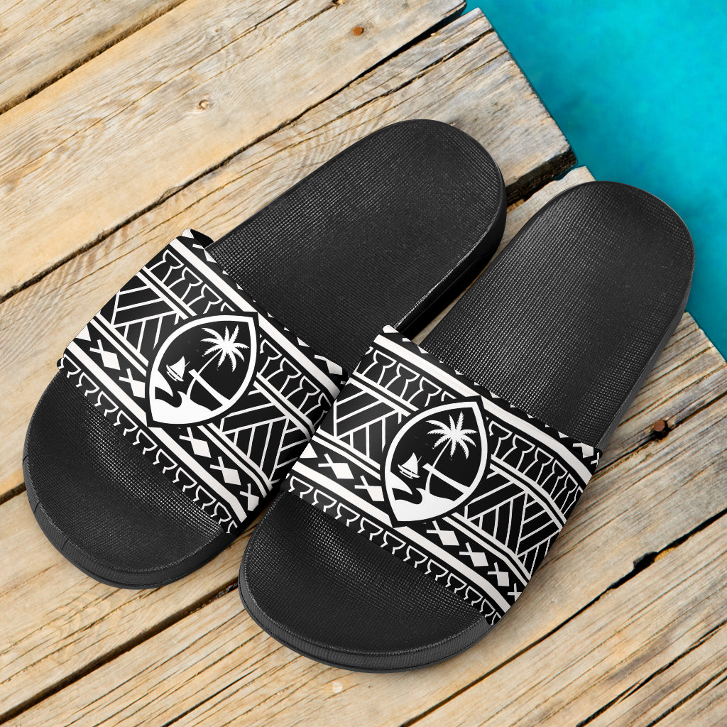 Tribal Guam Seal Black Slide Sandals