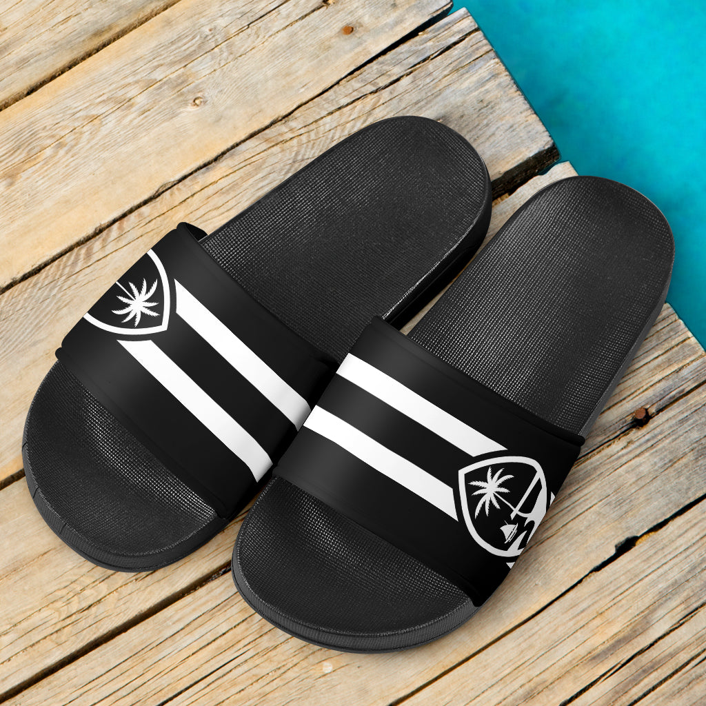 Guam Seal Striped Black Slide Sandals
