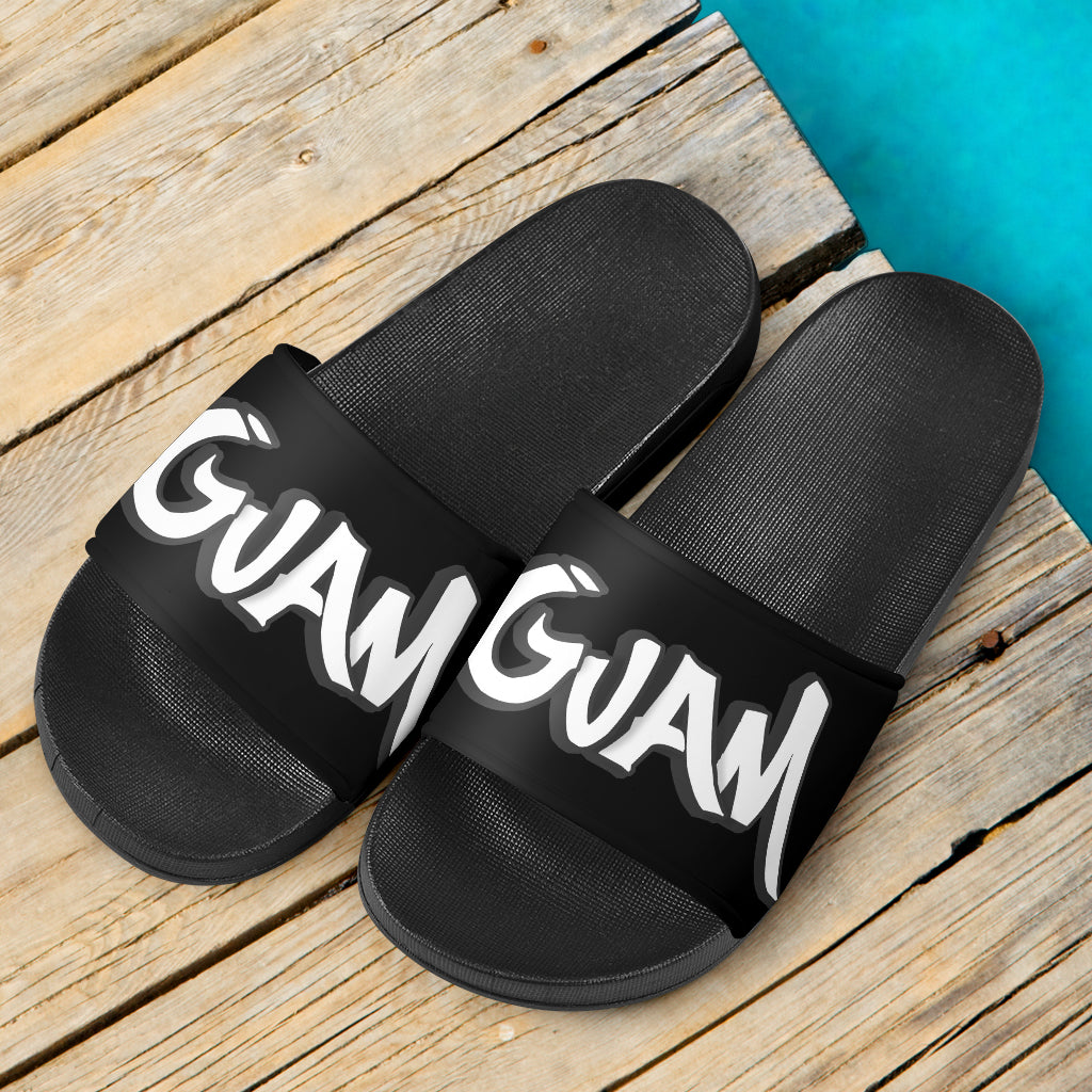 Guam Tagged Black Slide Sandals