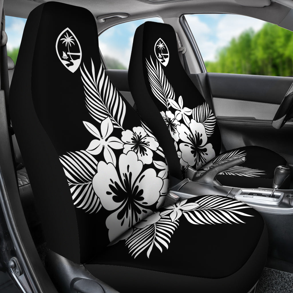 Guam Tropical Hibiscus Black Car Seat Covers (Set of 2)