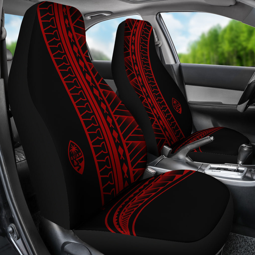 Guam Seal Red Tribal Car Seat Covers (Set of 2)