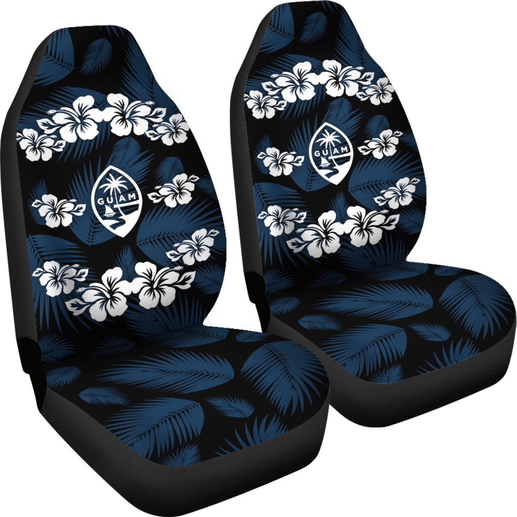 Guam Seal Navy Hibiscus Palm Leaves Car Seat Covers (Set of 2)