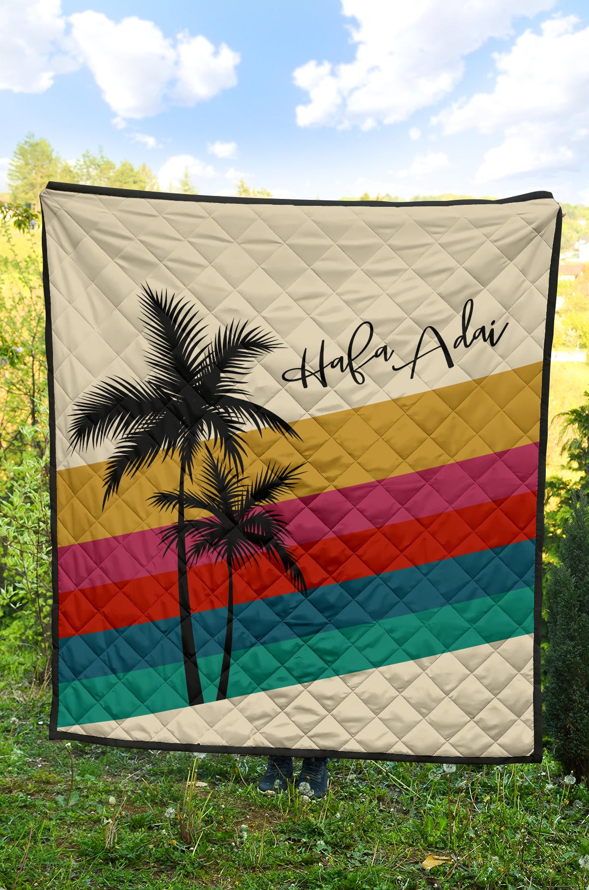 Hafa Adai Retro Rainbow Sunset Guam CNMI Quilt