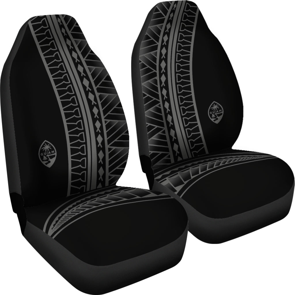 Guam Seal Gray Tribal Car Seat Covers (Set of 2)