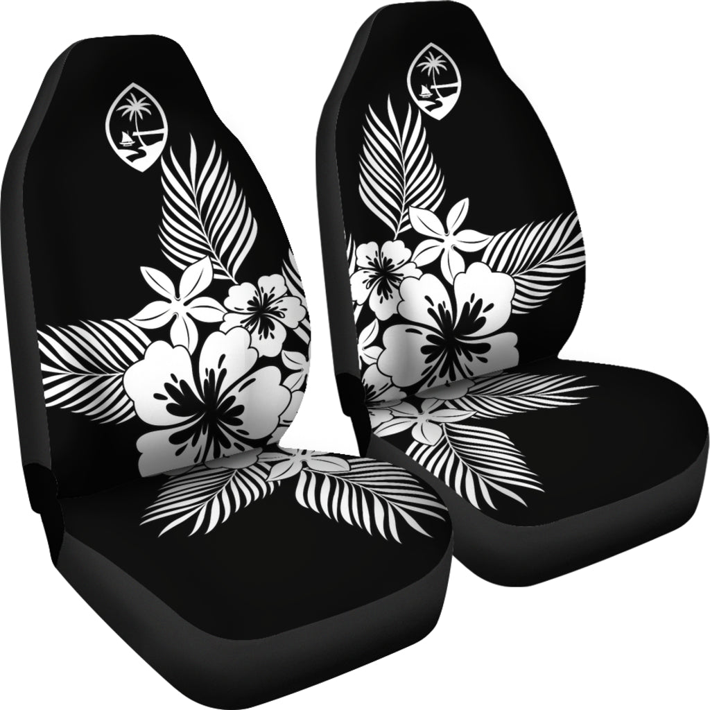 Guam Tropical Hibiscus Black Car Seat Covers (Set of 2)