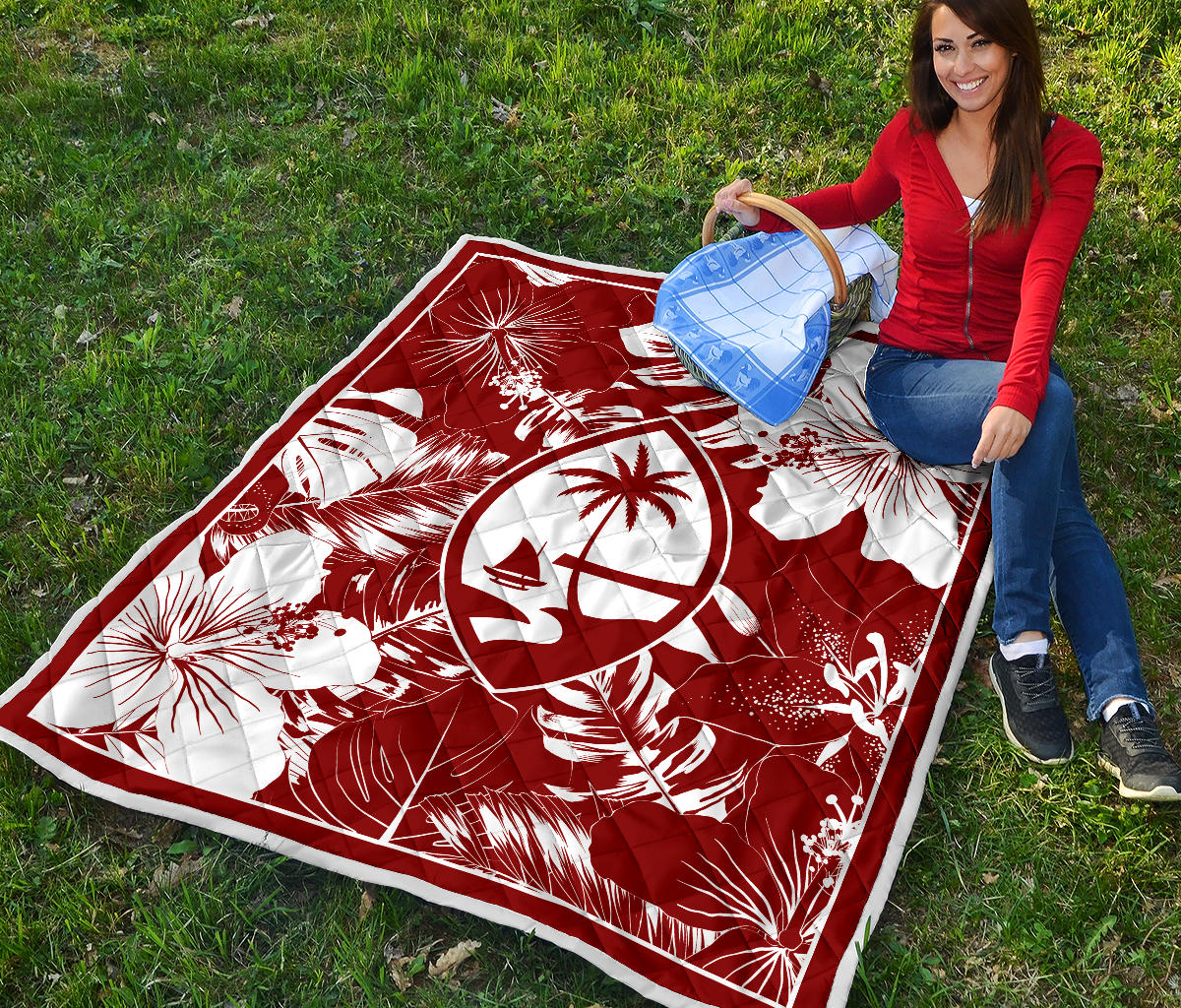 Guam Hibiscus Red Quilt