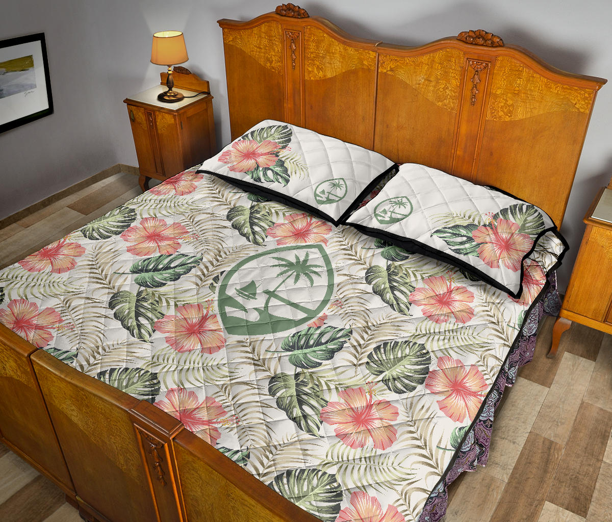 Guam Coral Hibiscus Quilt Bedding Set