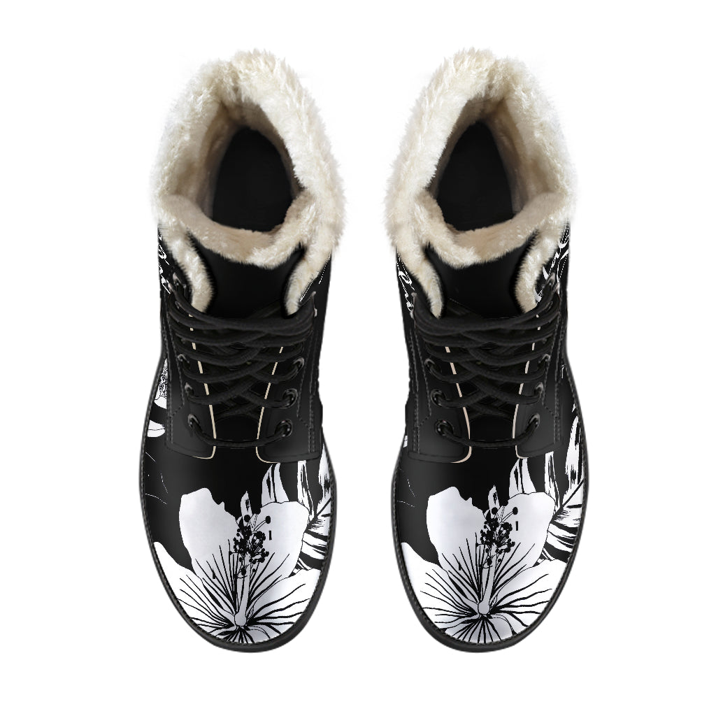 Hafa Adai Guam CNMI Faux Fur Leather Boots