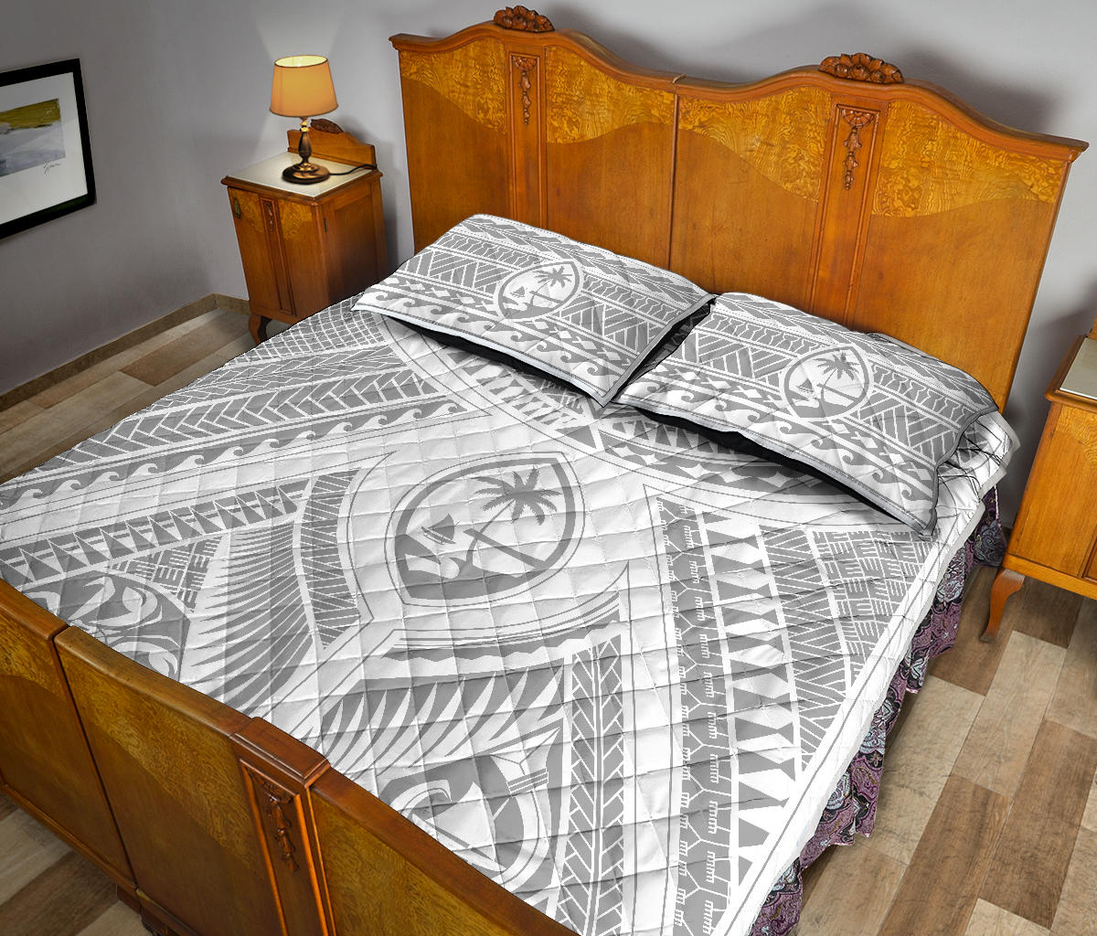 Guahan Modern Tribal Gray Quilt Bedding Set