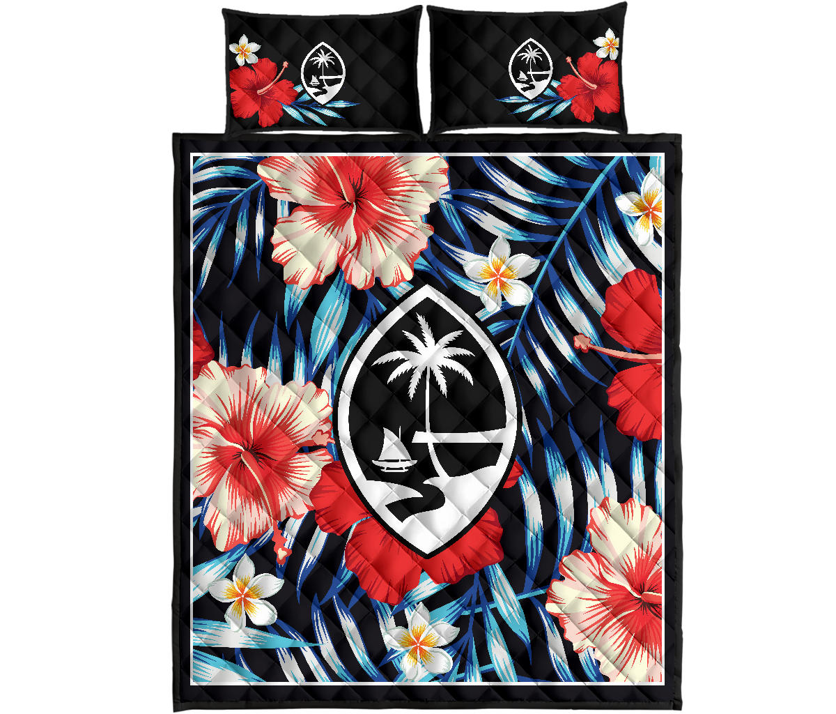 Guam Tropical Floral Quilt Bedding Set