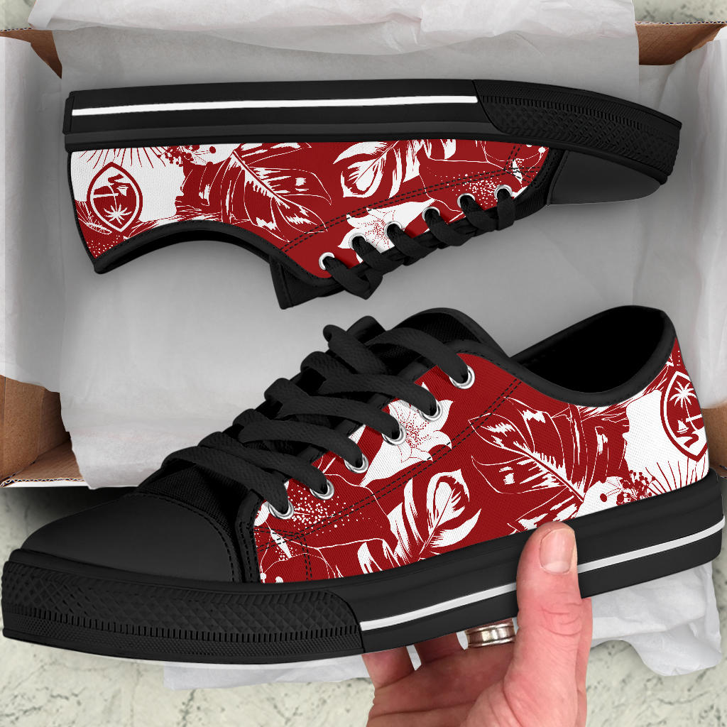 Guam Red Floral Low Top Shoe