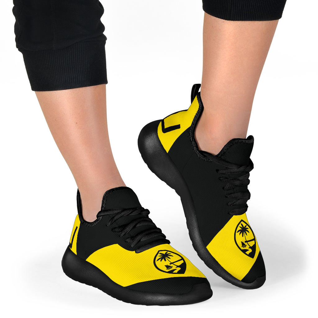 GU Guam Seal Yellow Band Black Mesh Sneaker