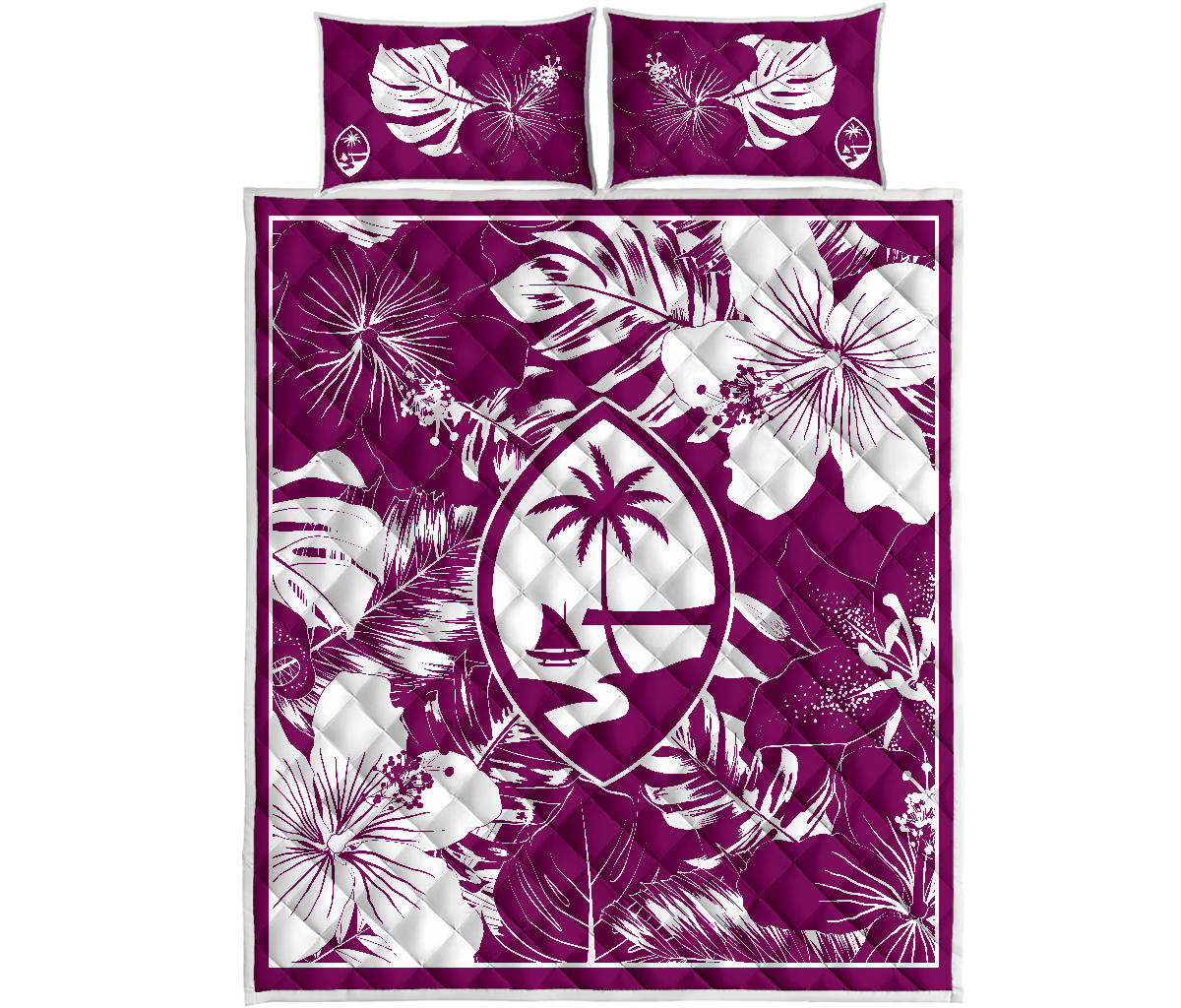 Guam Hibiscus Purple Quilt Bedding Set