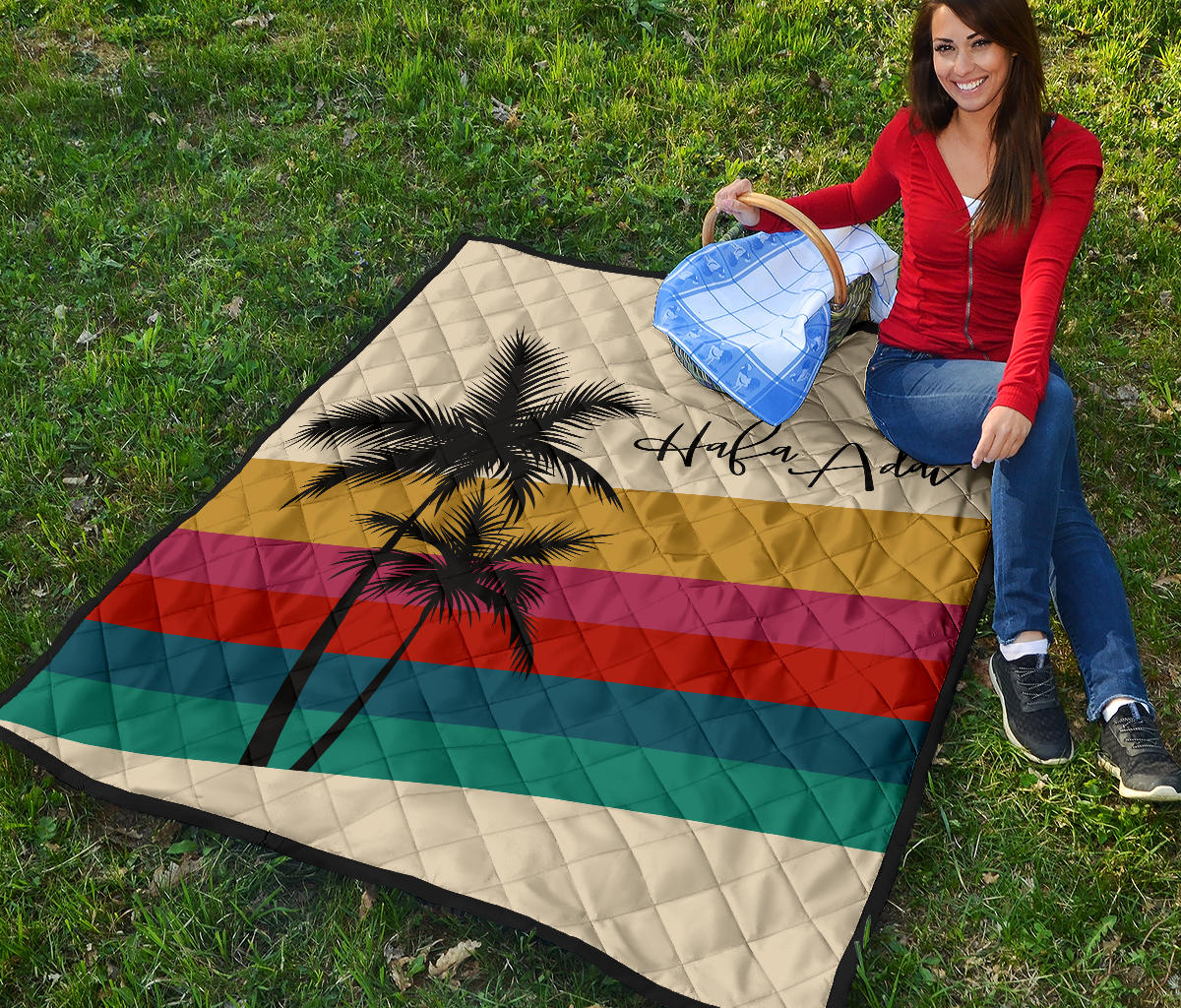 Hafa Adai Retro Rainbow Sunset Guam CNMI Quilt