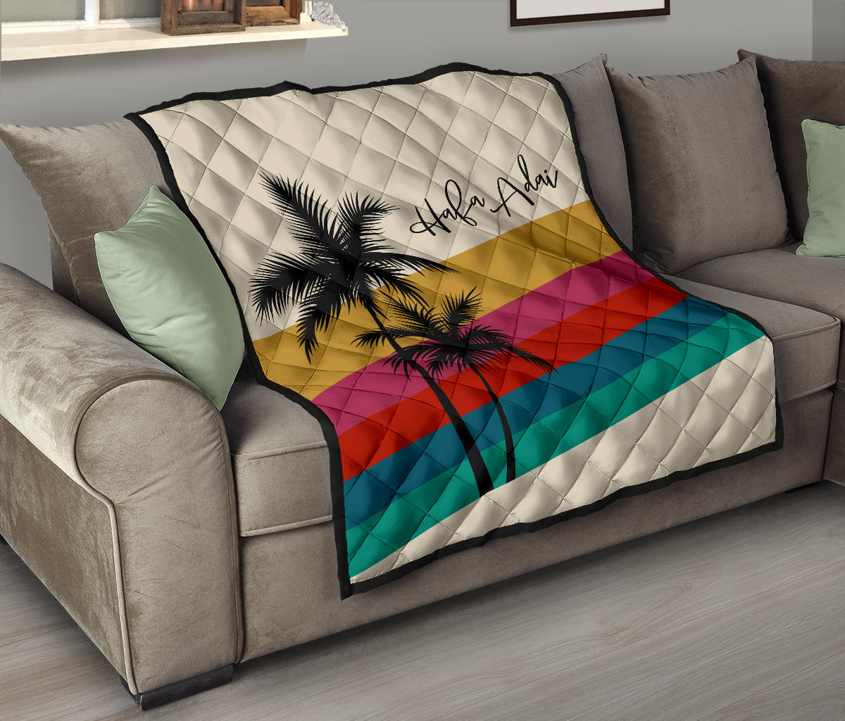 Hafa Adai Retro Rainbow Sunset Guam CNMI Quilt