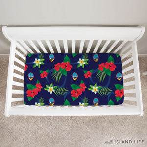 Guam Flag Flowers Baby Crib Sheet