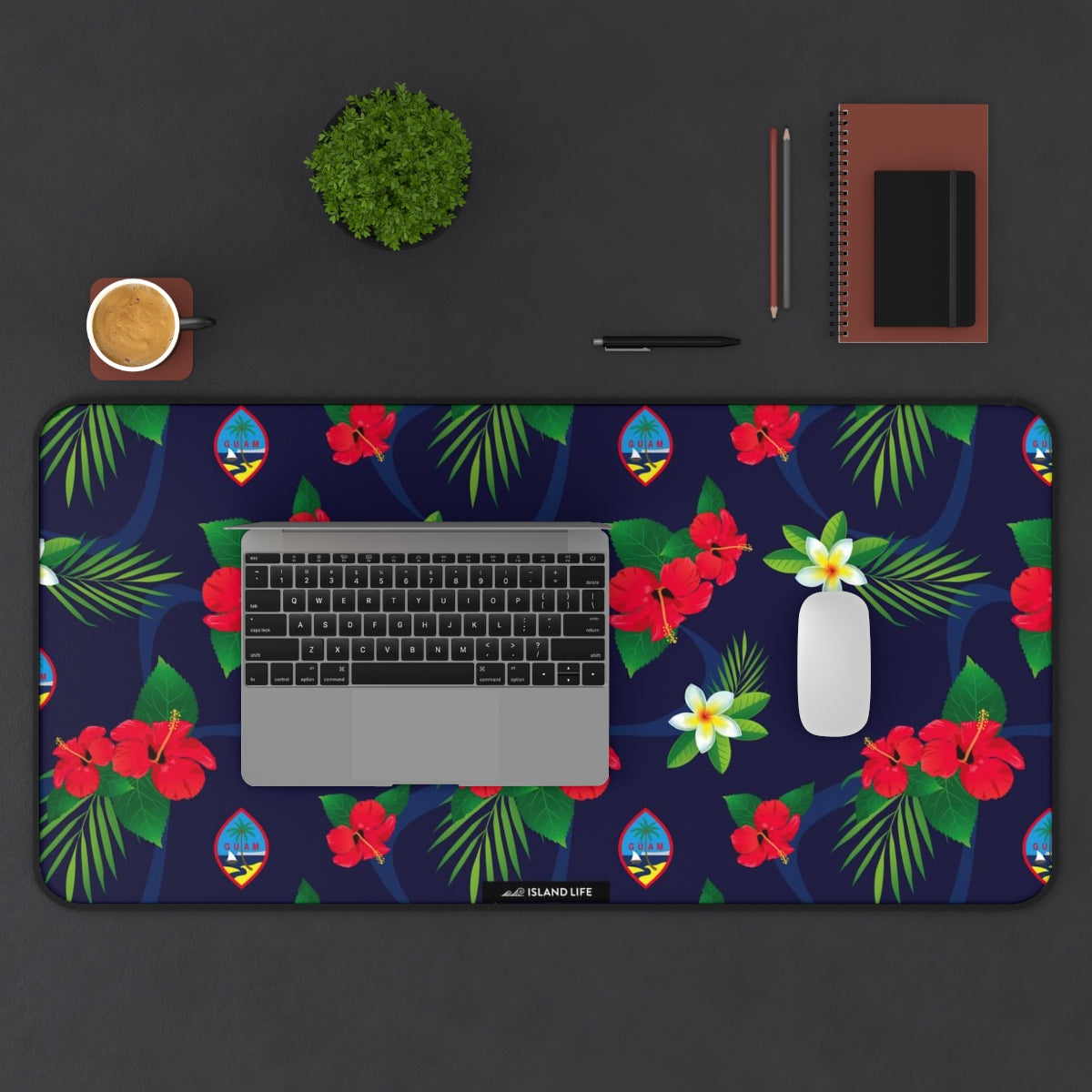 Guam Flag Flowers Gaming Mat Desk Mat