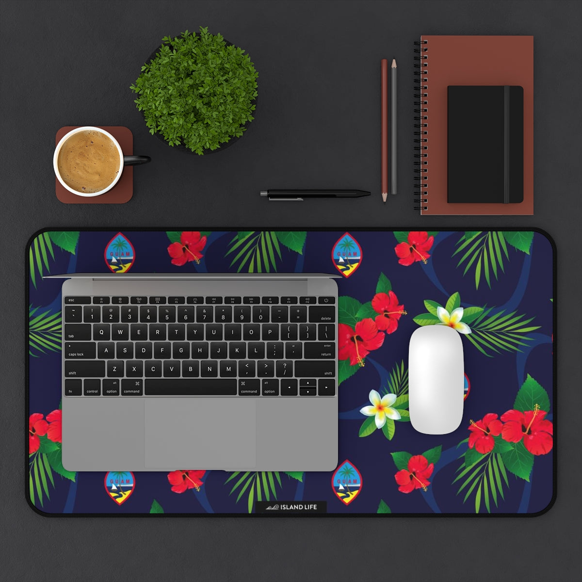 Guam Flag Flowers Gaming Mat Desk Mat