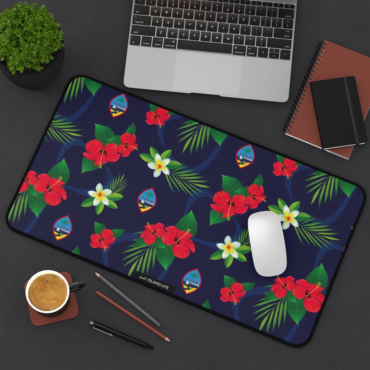 Guam Flag Flowers Gaming Mat Desk Mat