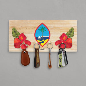 Guam Hibiscus Paradise Wood Key Holder