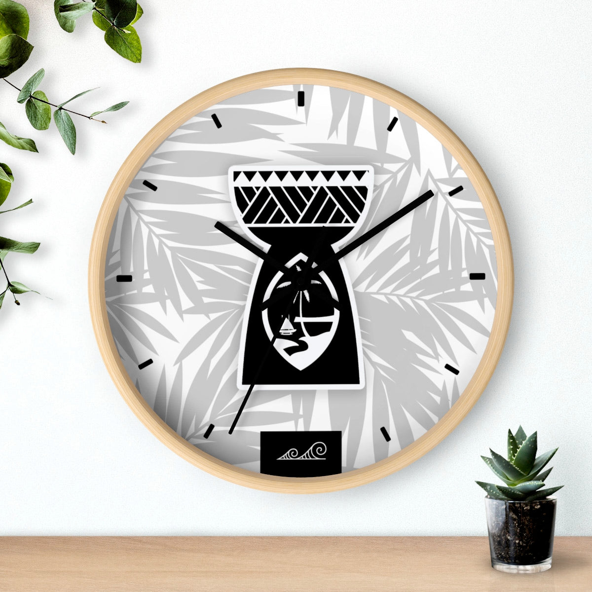 Guam Black Tribal Latte Stone Wall Clock