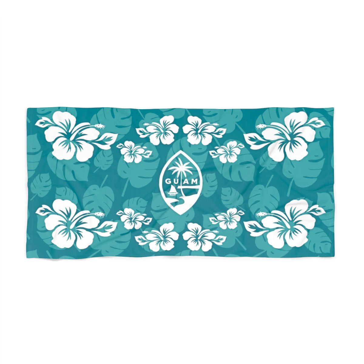 Guam Teal Hibiscus Beach Towel