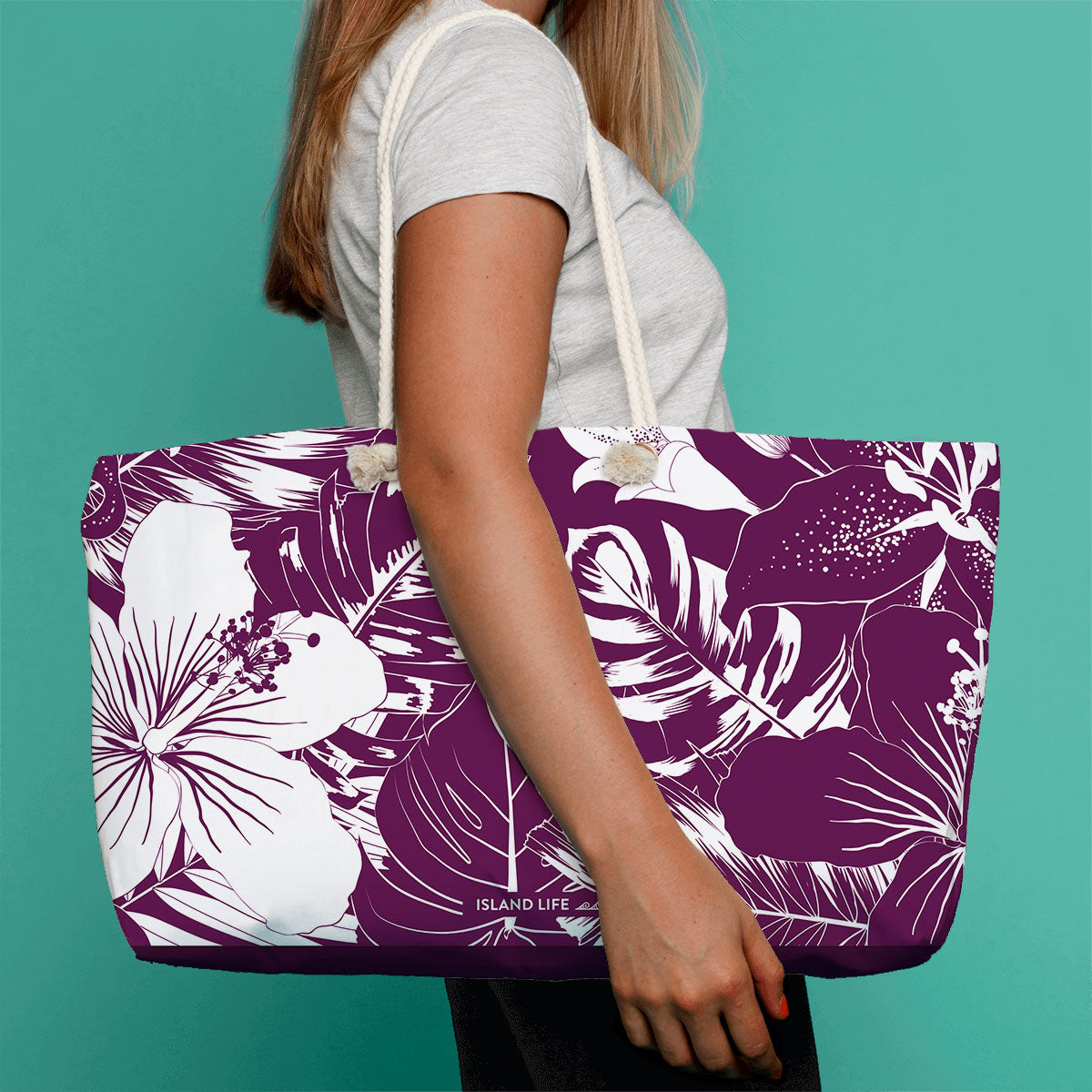 Guam Hibiscus Floral Purple Weekender Tote Bag