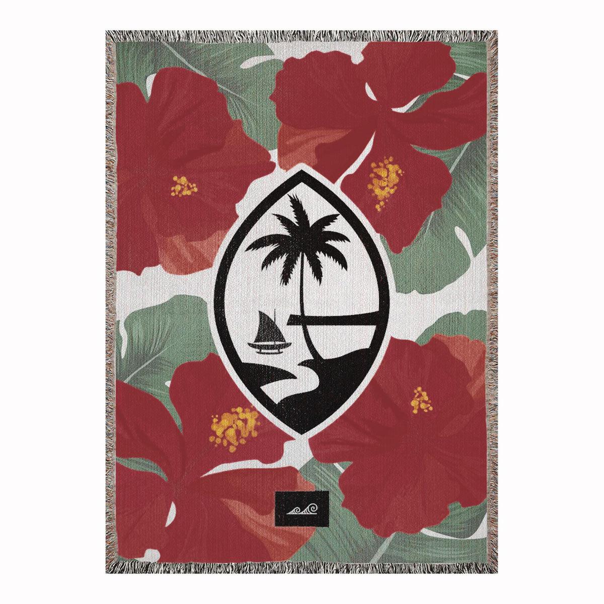 Guam Red Hibiscus Paradise Woven Blanket