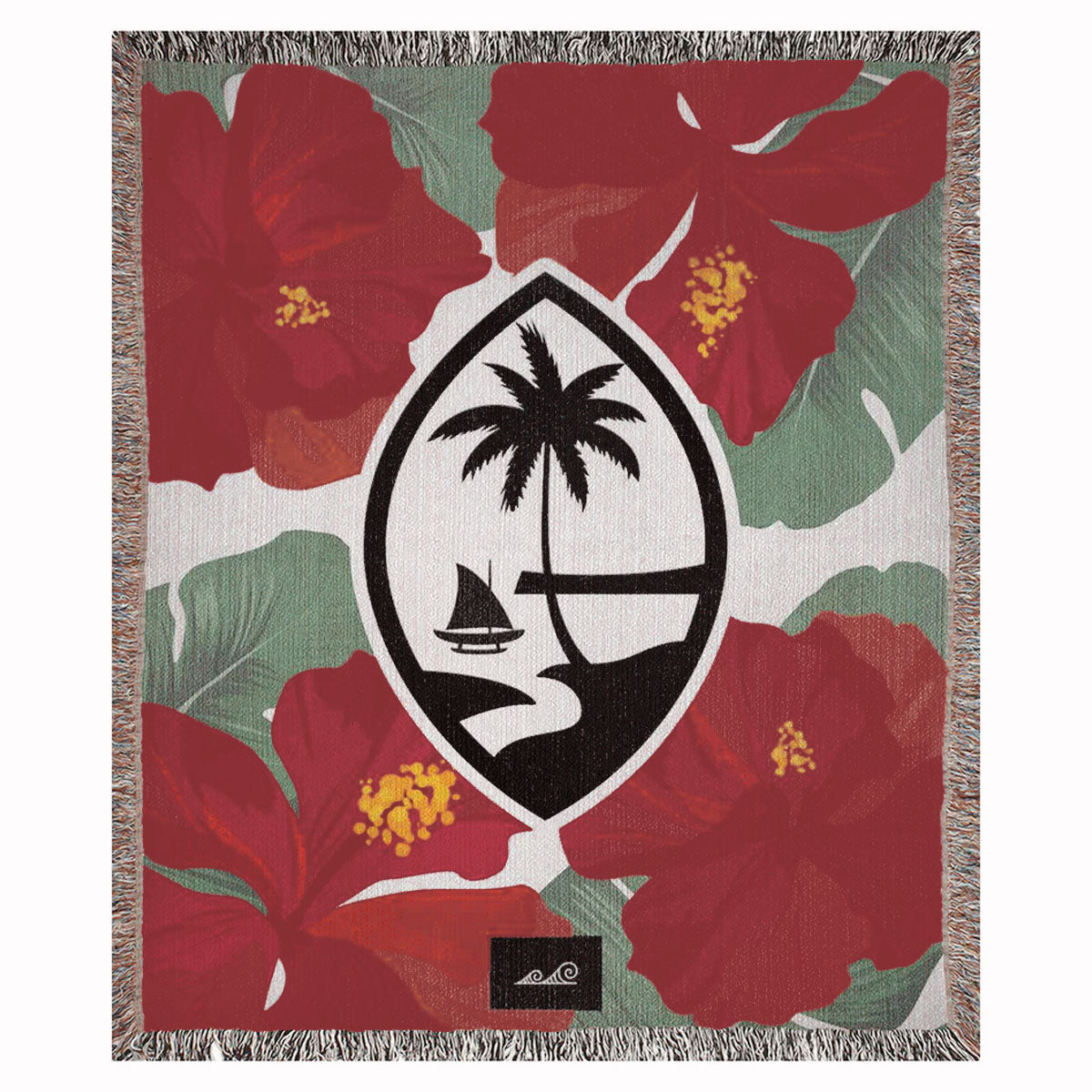 Guam Red Hibiscus Paradise Woven Blanket