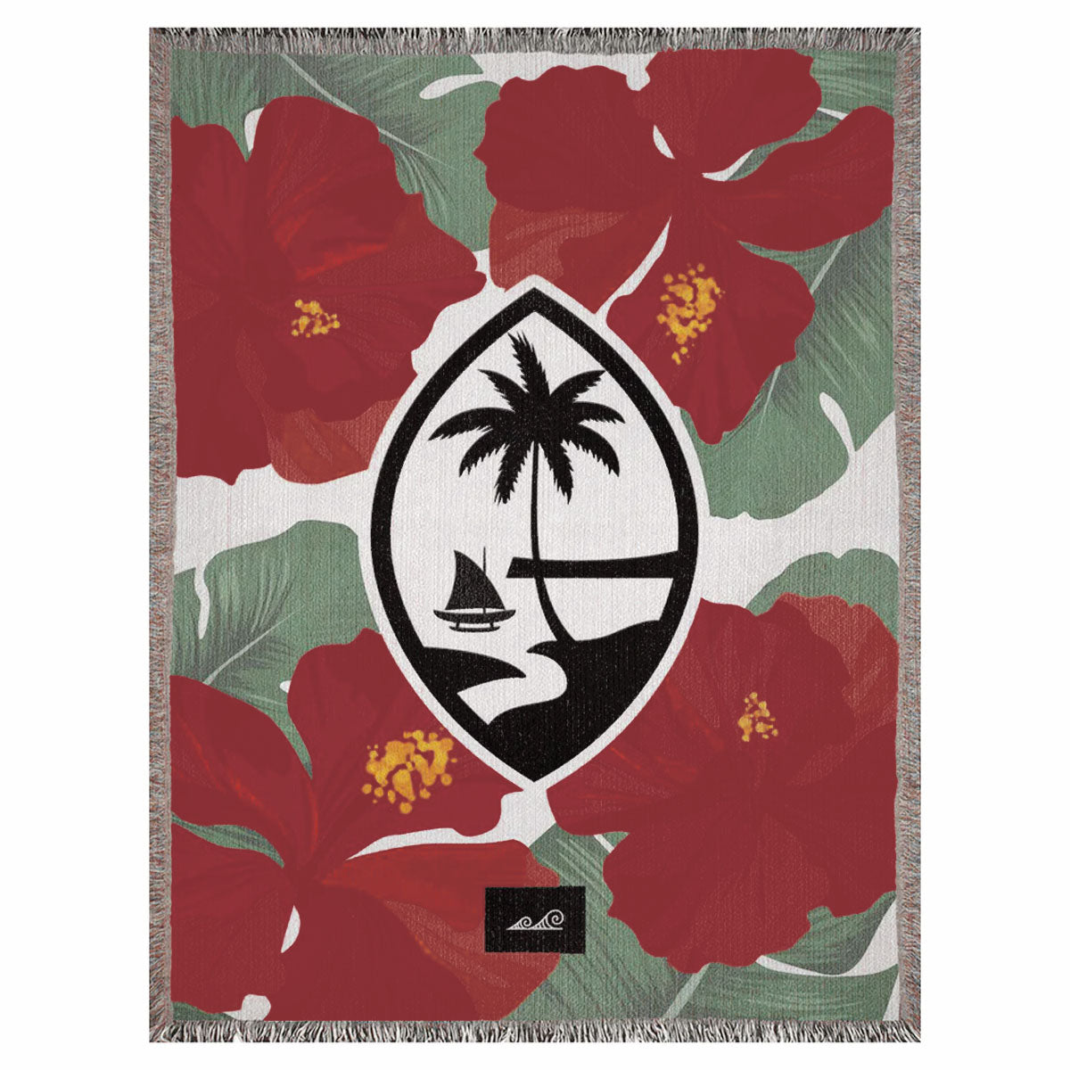 Guam Red Hibiscus Paradise Woven Blanket
