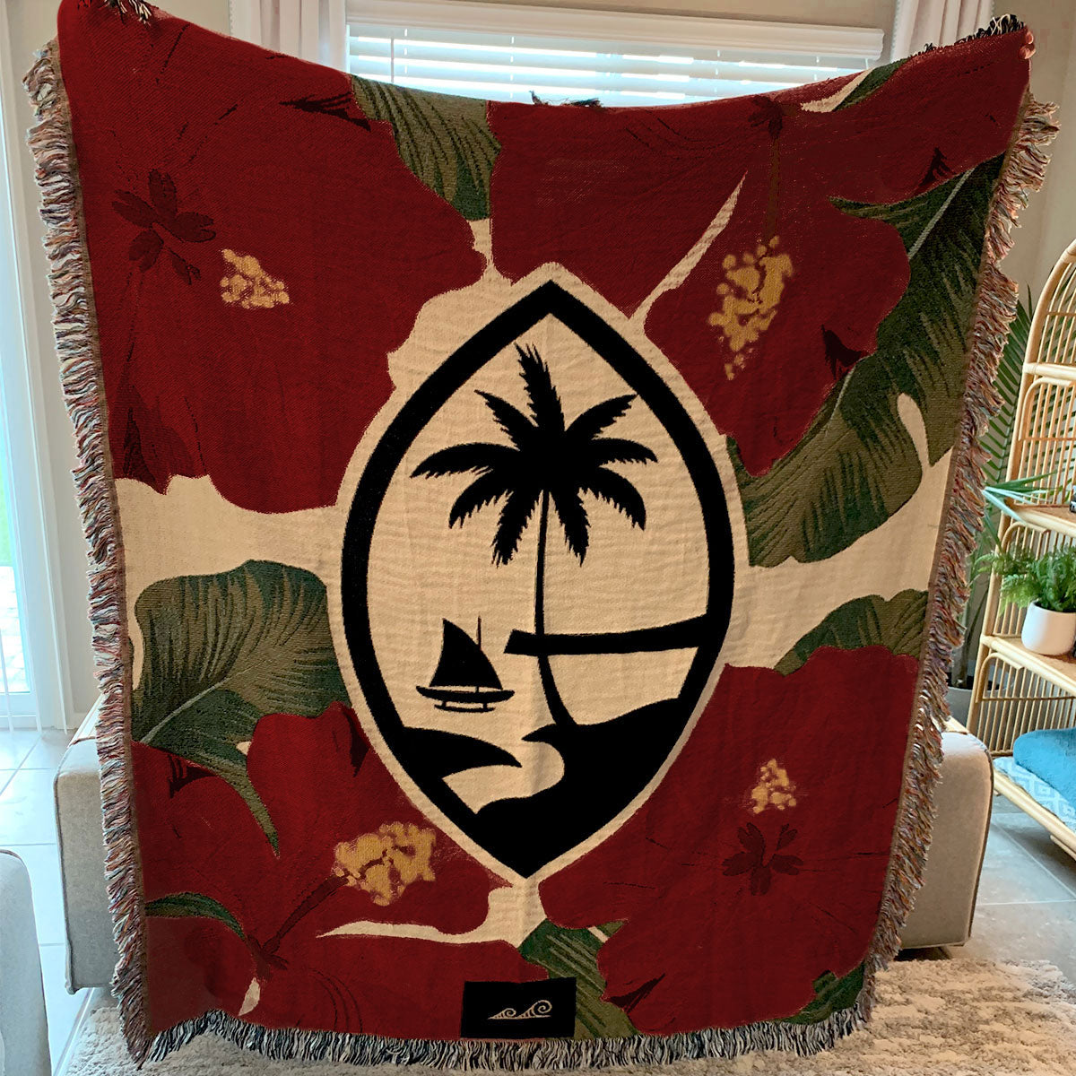 Guam Red Hibiscus Paradise Woven Blanket