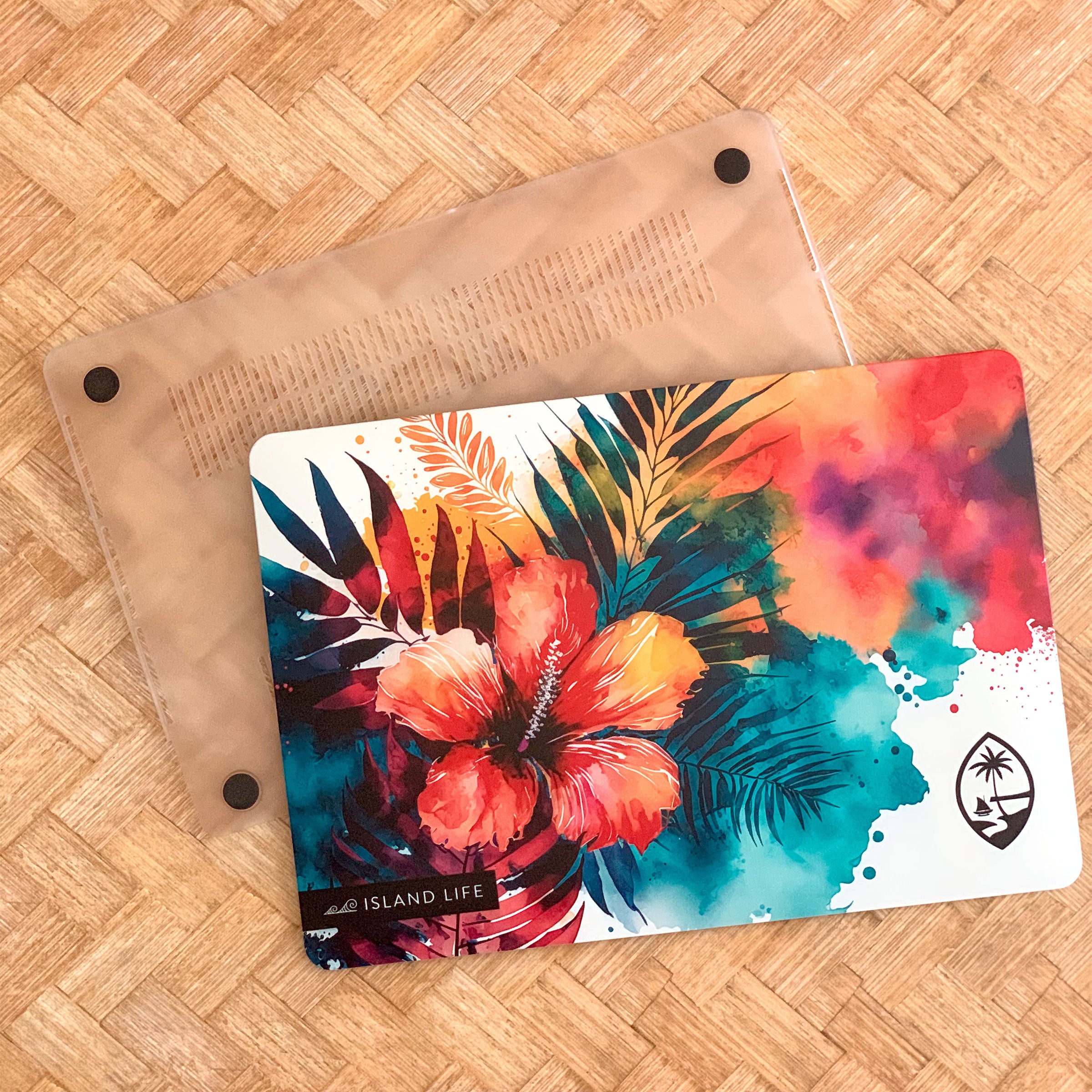 Guam Hibiscus Watercolor MacBook Protective Case Laptop Cover