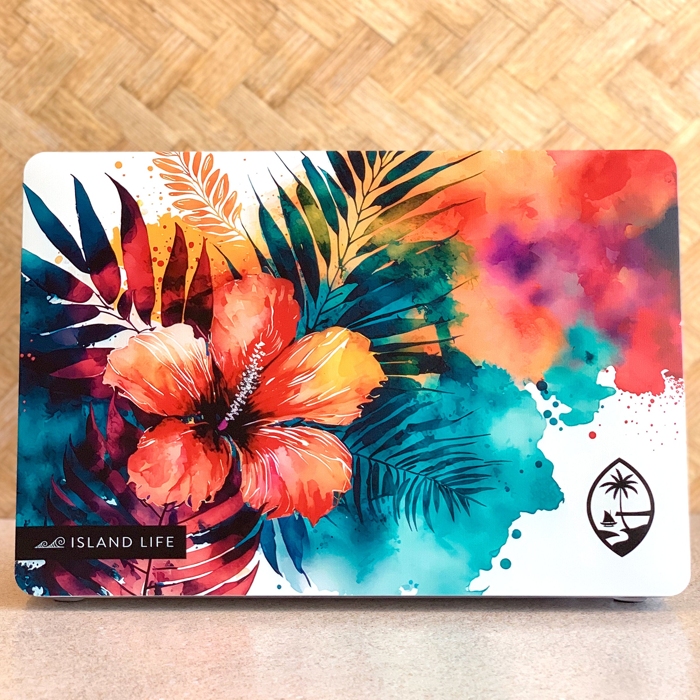 Guam Hibiscus Watercolor MacBook Protective Case Laptop Cover