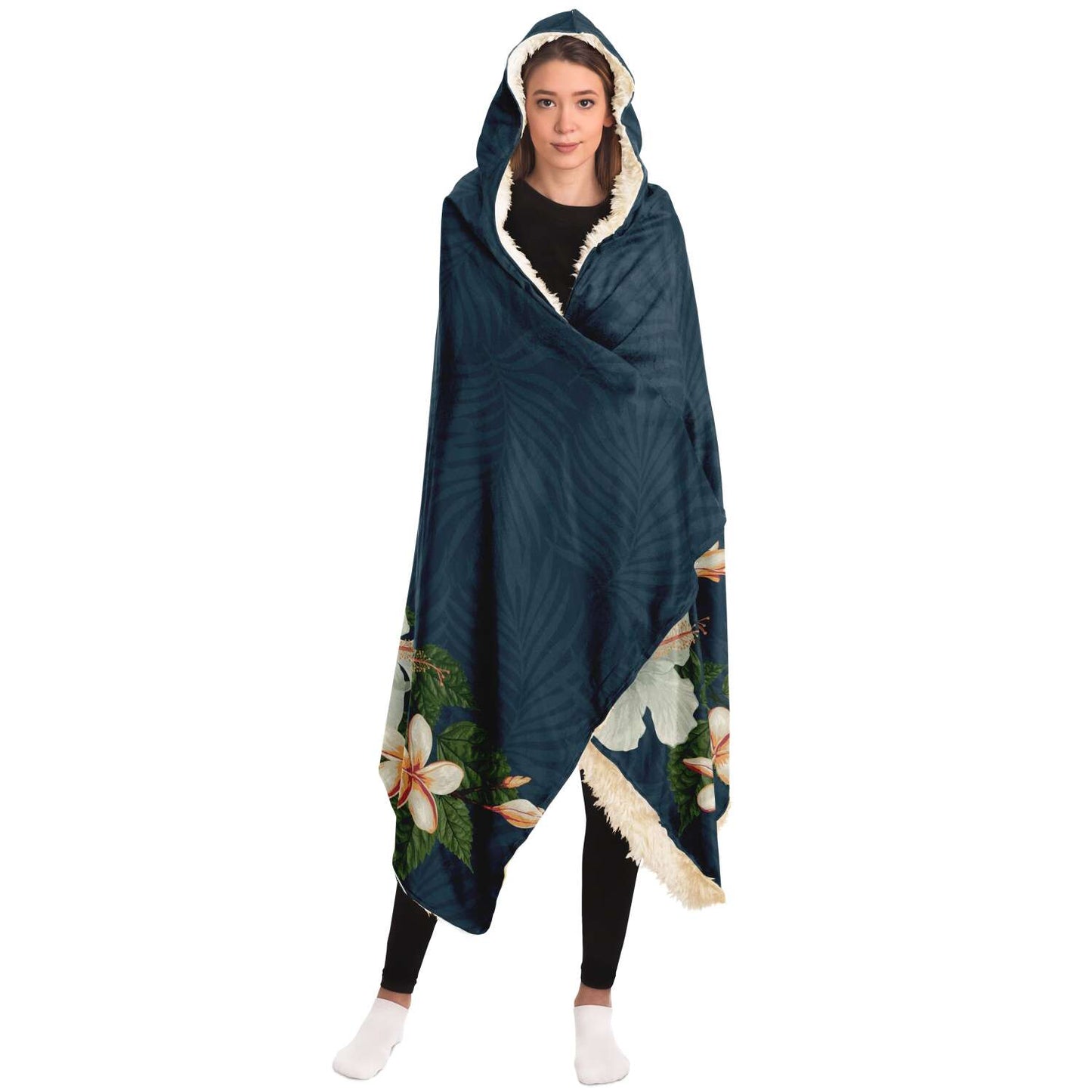Guam Seal Vintage Hibiscus Premium Sherpa Hooded Blanket