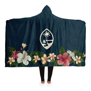 Guam Seal Vintage Hibiscus Premium Sherpa Hooded Blanket