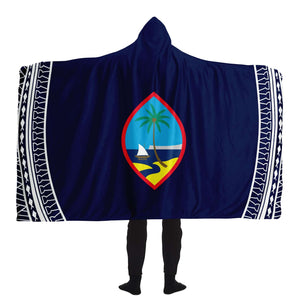 Guam Seal Tribal Blue Premium Sherpa Hooded Blanket