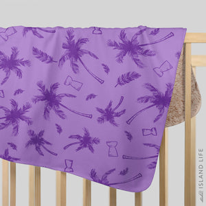 Latte Stone Coconut Trees Purple Sherpa Baby Blanket