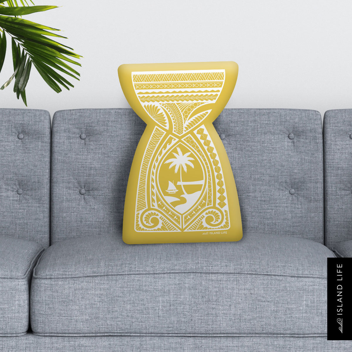 Latte Stone Tribal Guam Yellow Gold Custom Shape Cushion
