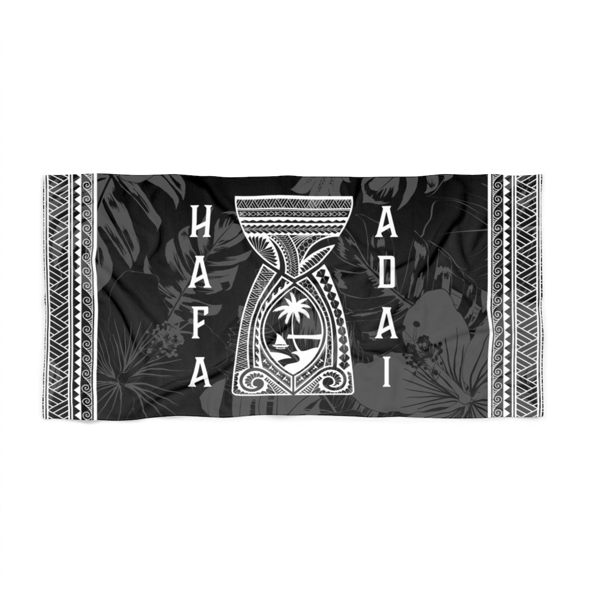 Hafa Adai Latte Stone Tribal Guam Beach Towel
