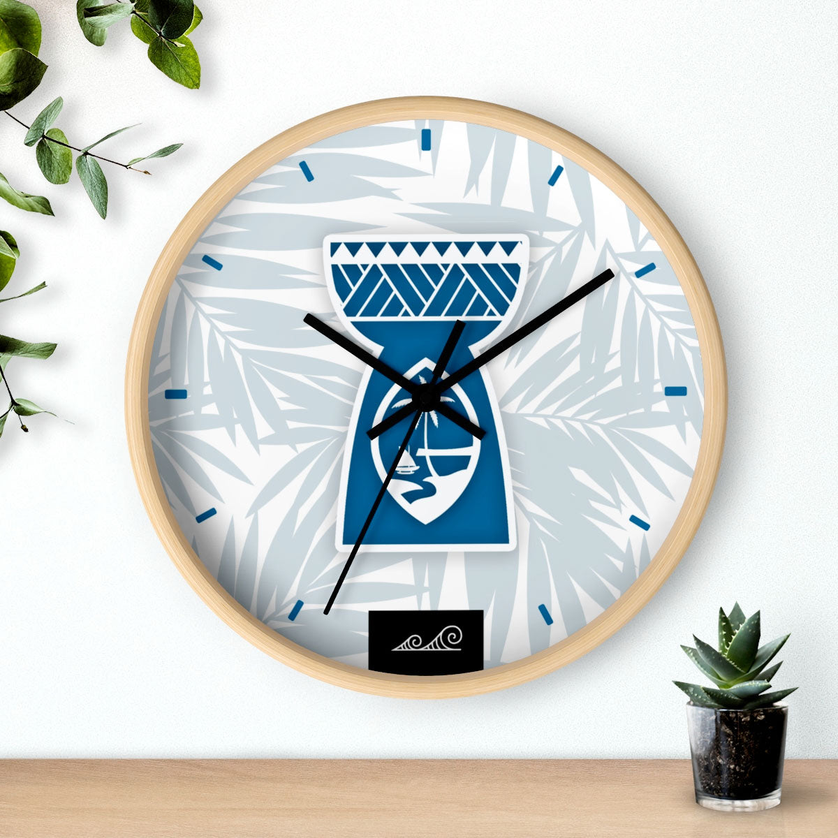 Guam Blue Tribal Latte Stone Wall Clock