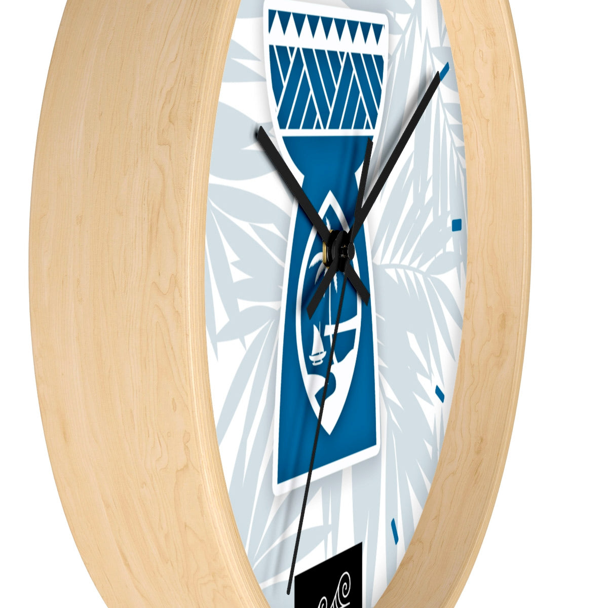 Guam Blue Tribal Latte Stone Wall Clock