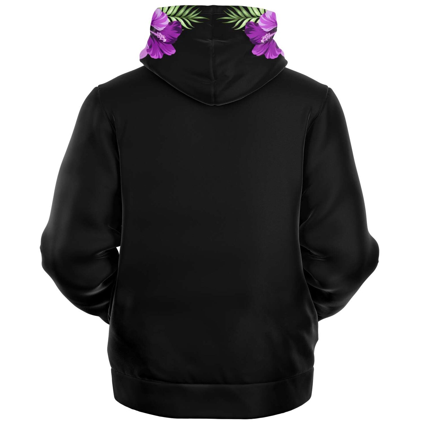 Guam Purple Hibiscus Black Microfleece Hoodie Jacket