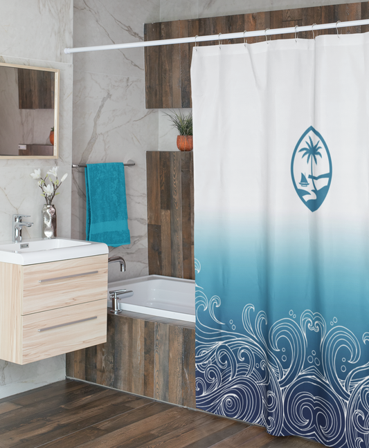 Guam Ombre Waves Shower Curtain 72"x72"