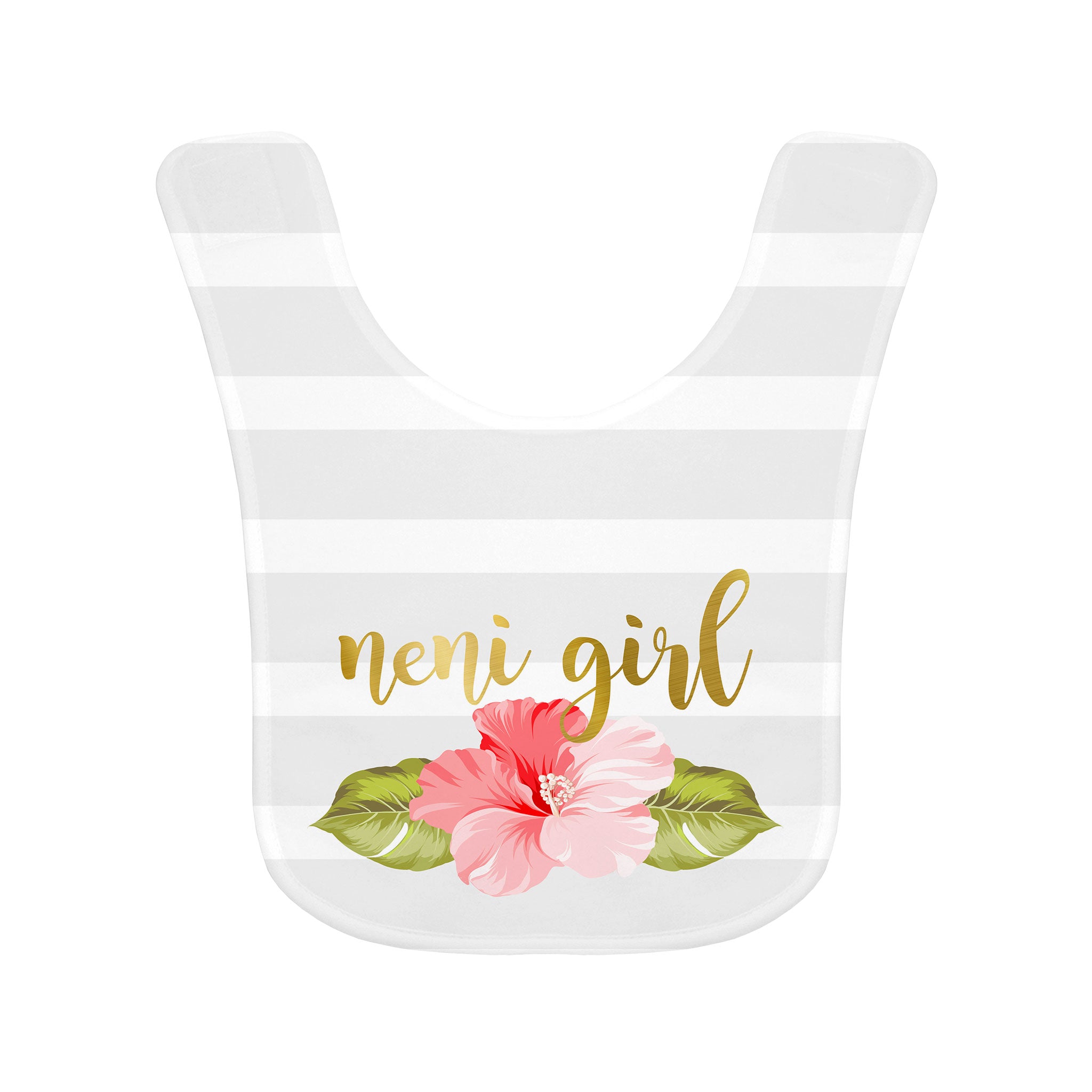 Neni Girl Hibiscus Striped Baby Bib - Ready to Ship
