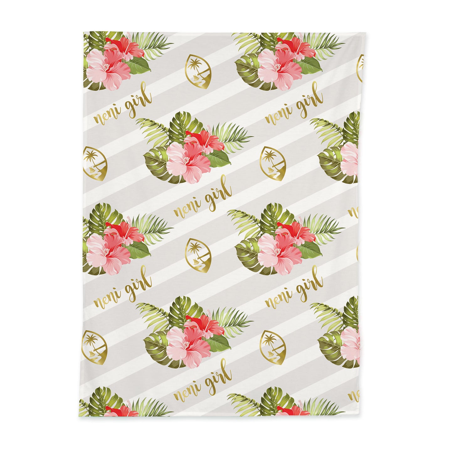 Guam Seal Neni Girl Hibiscus Baby Swaddle Blanket