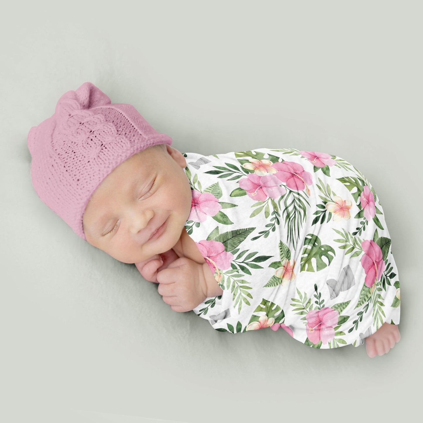 Latte Stone Pink Hibiscus Guam CNMI Baby Swaddle Blanket