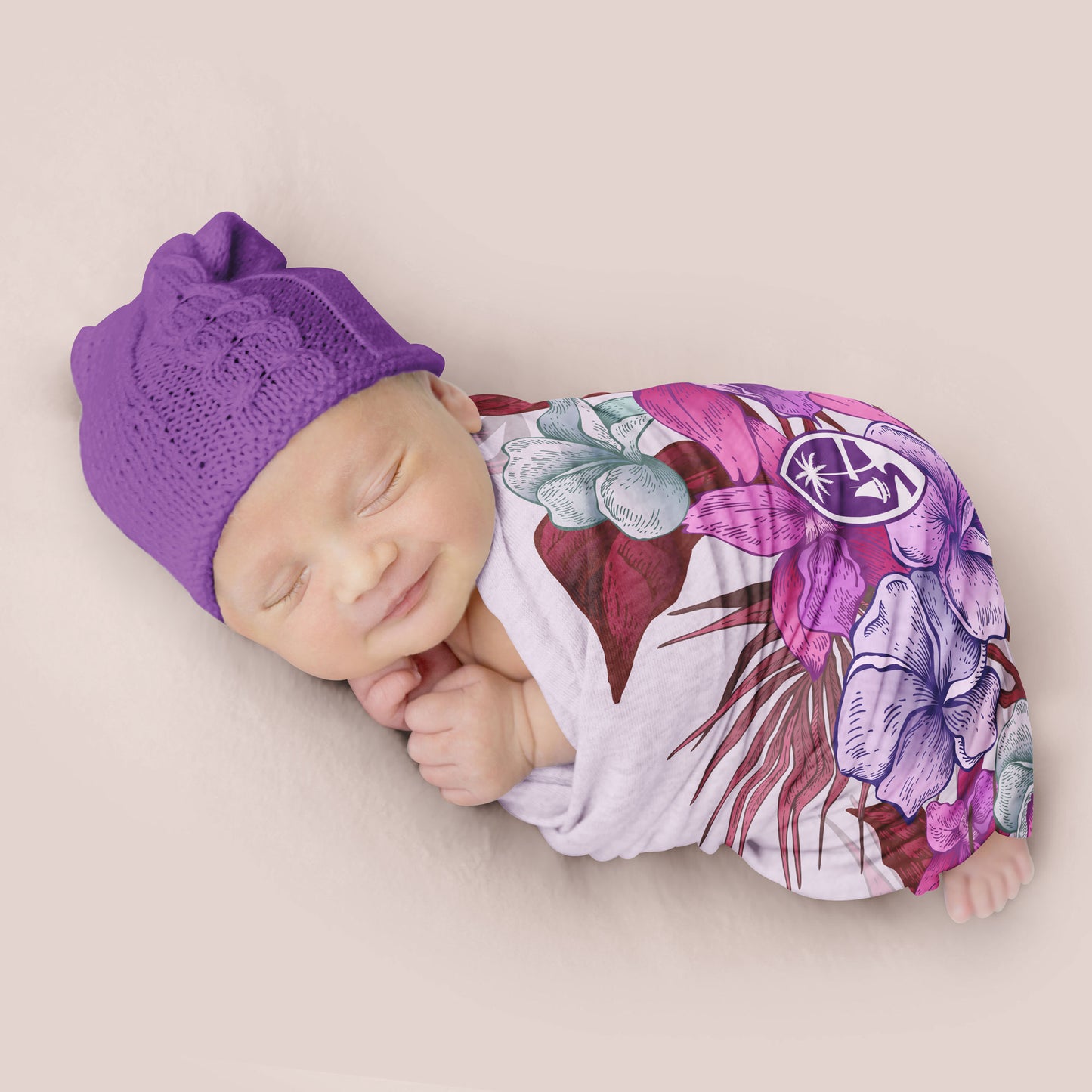 Guam Vintage Hibiscus Baby Swaddle Blanket