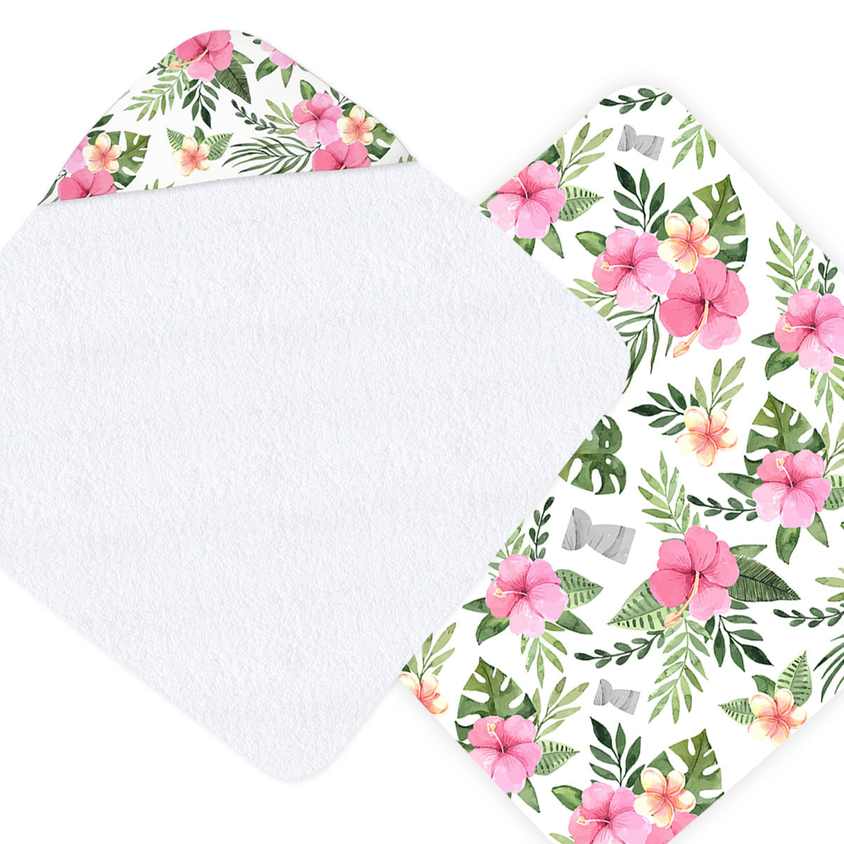 Latte Stone Pink Hibiscus Hooded Baby Towel